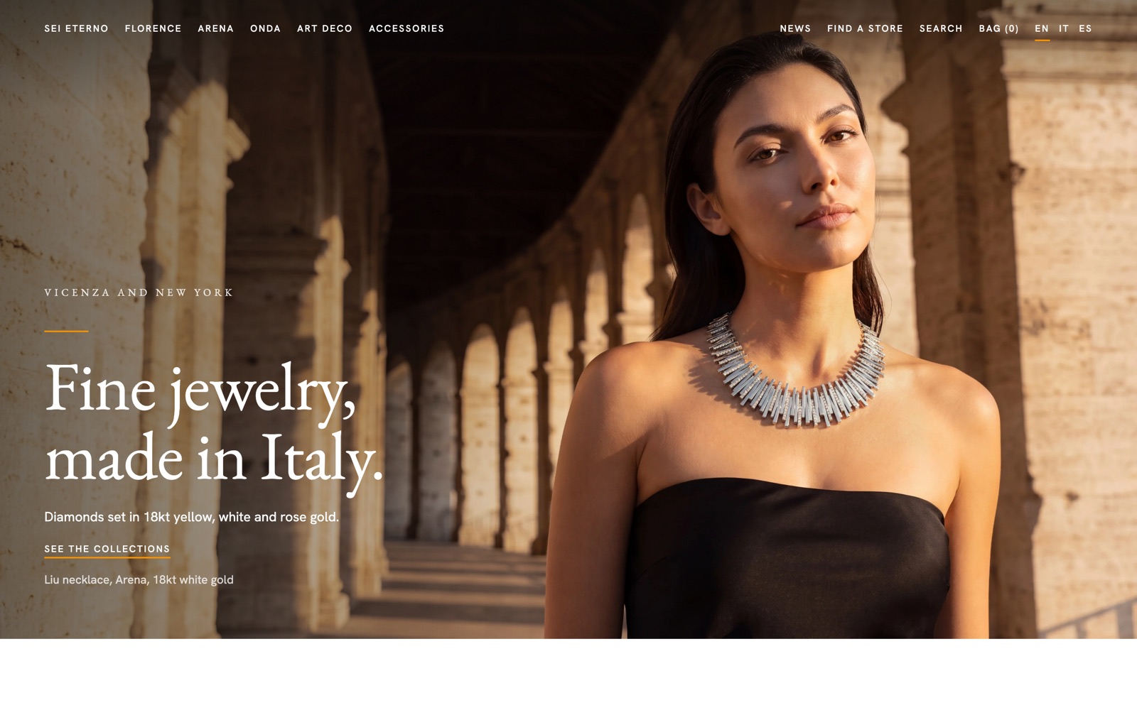 An Italian jewelry house website, home page